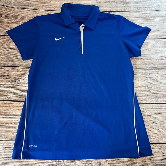 Nike Golf‎ Women’s Navy Blue Short Sleeve Dri Fit Performance Shirt Size Large - Picture 1 of 8